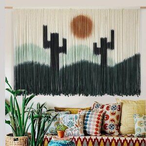 Macrame Wall Hanging Cactus Wall Decor XL 5FT Wide Dip-Dye Southwestern Cowgirl